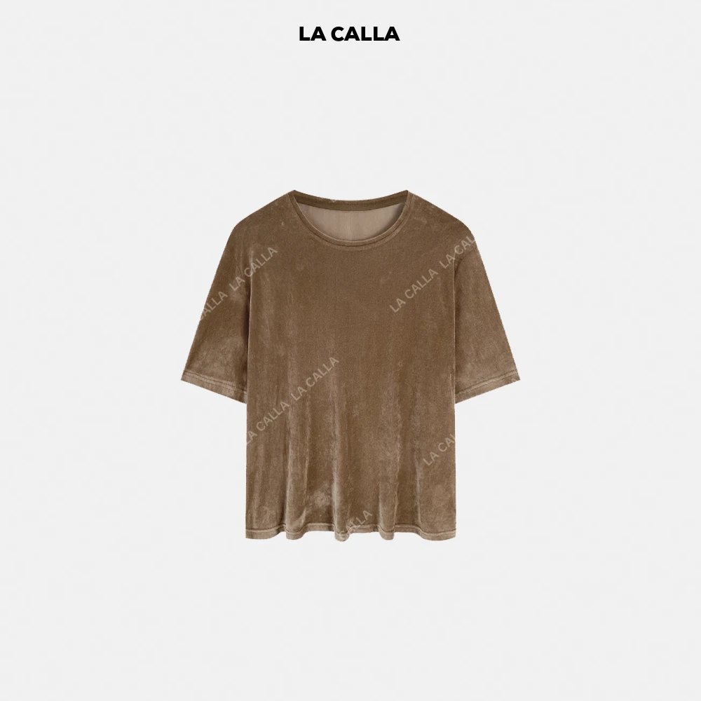 LA CALLA超薄丝绒圆领T恤OY-M-5595