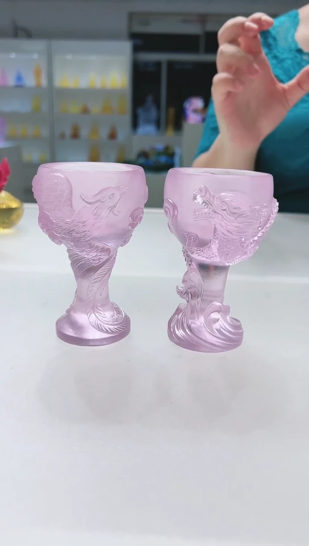 手工艺品琉璃古法琉璃龙凤对杯