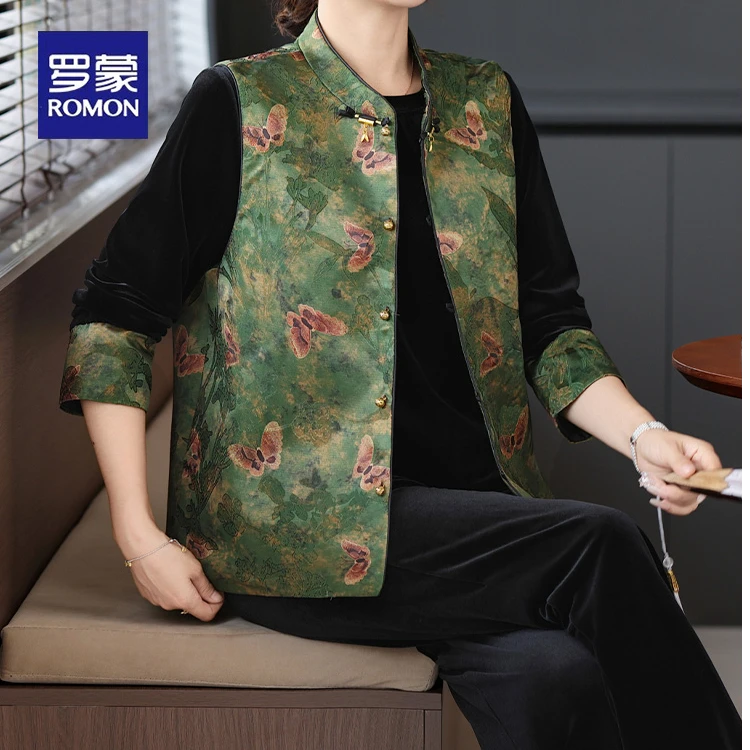 罗蒙气质妈妈秋装金丝绒2025新款贵夫人品牌上衣中老年女春秋马甲