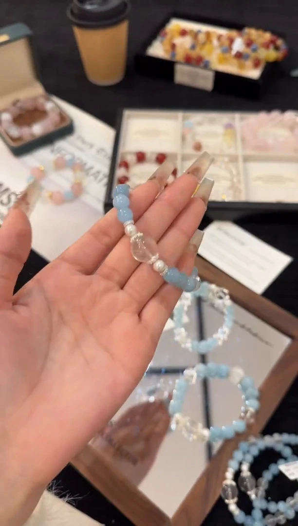 合金手链水晶海蓝宝x2969