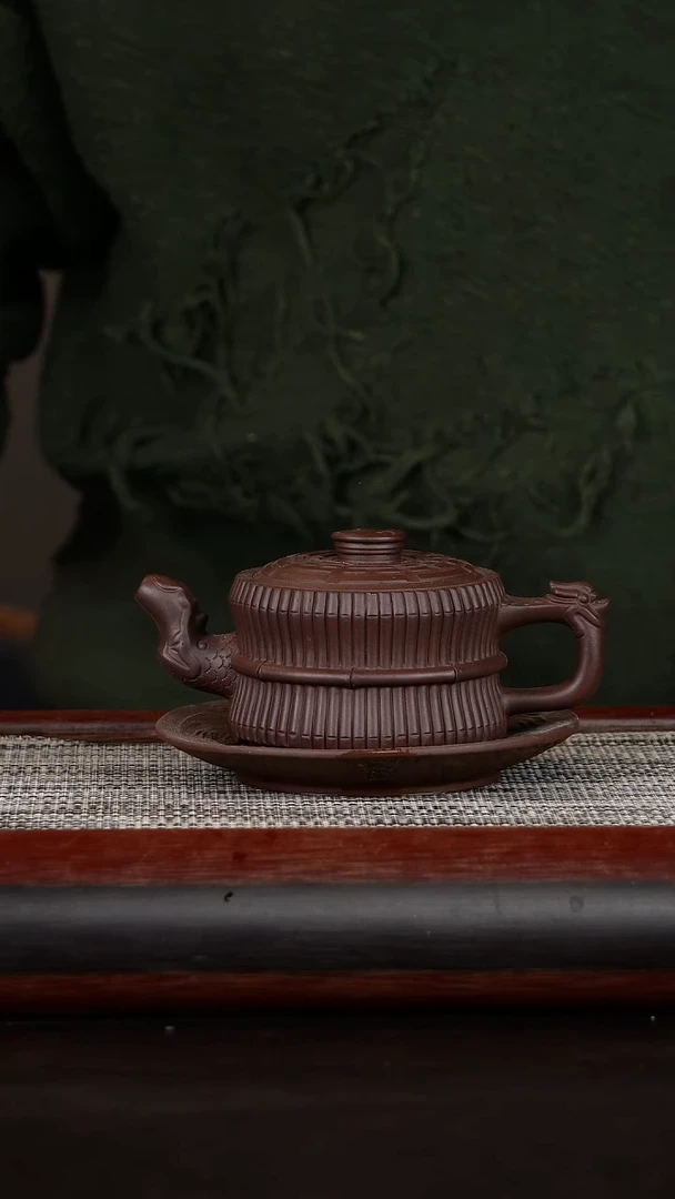 【闪购商品】紫砂茶壶24龙头八卦一捆竹老紫泥180CC