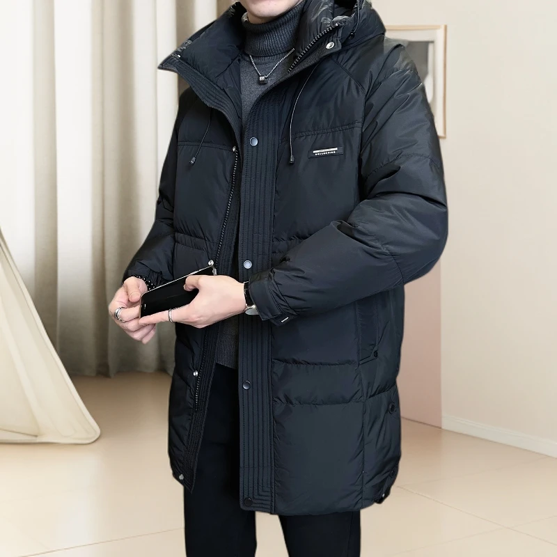 羽绒服男中长款冬季2025新款潮牌高端连帽加厚保暖衣服外套男男士