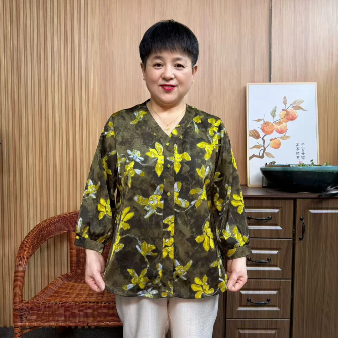 【200斤可穿】加肥加大妈妈秋季开衫薄款减龄中年显瘦上衣宽松遮肚