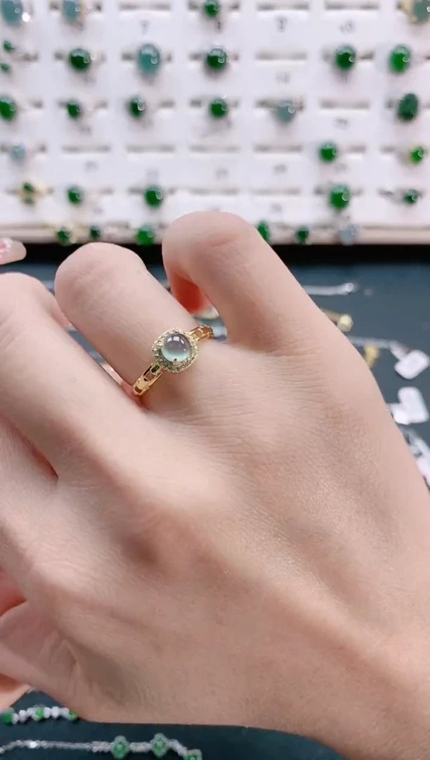 【闪购商品】翡翠戒指银S925镶嵌天然翡翠