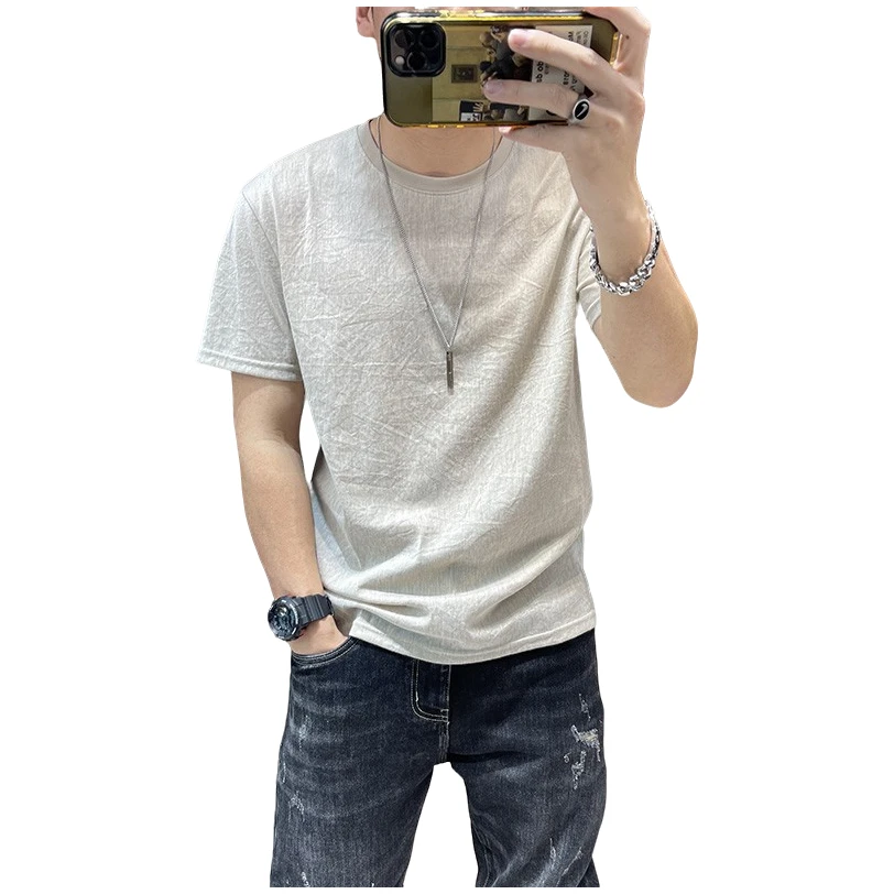 纯色短袖t恤衫2025夏季新款超薄上衣修身半袖T恤衫