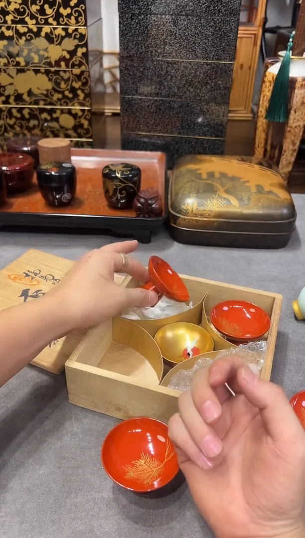 轮岛塗 小金杯五只