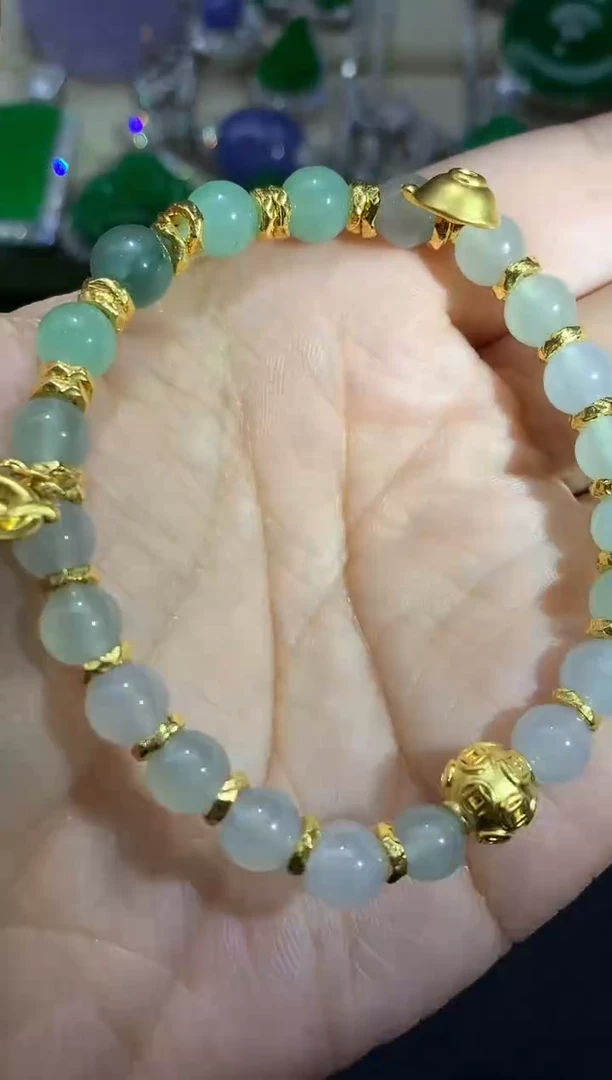 足金镶嵌手链翡翠551-中国好珍宝