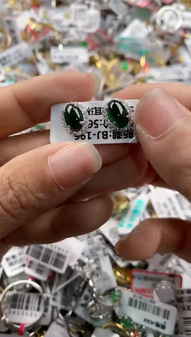 银S925镶嵌戒指翡翠444---4
