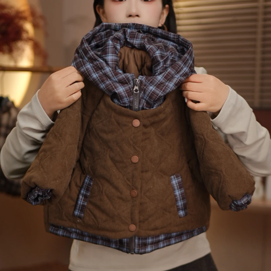 2026款儿童假两件外套排扣韩系休闲设计感冬季加棉加厚外套25Y375