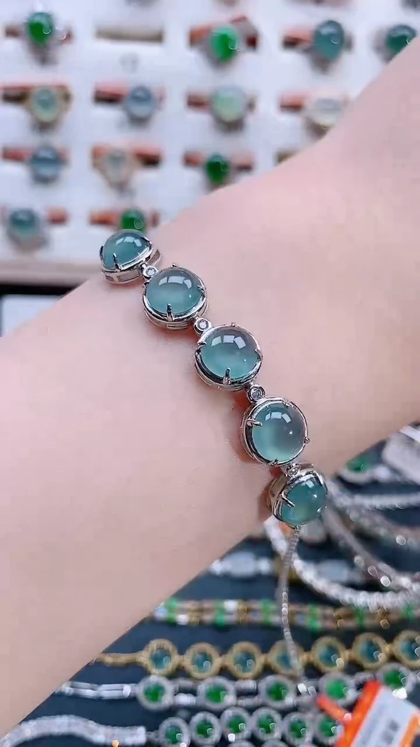 银S925镶嵌手链翡翠天然翡翠