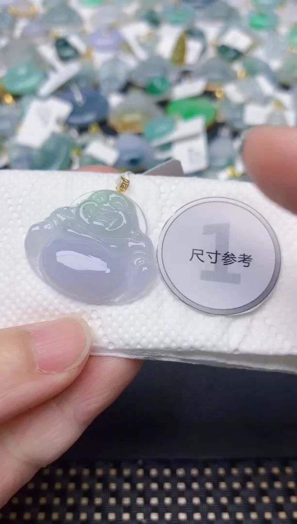 颈饰18K金镶嵌翡翠天然缅甸A货翡翠