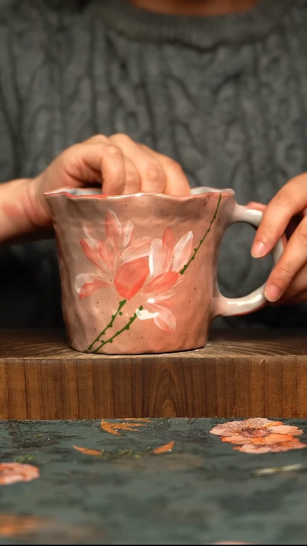 杯釉下彩手工手绘同款陶器