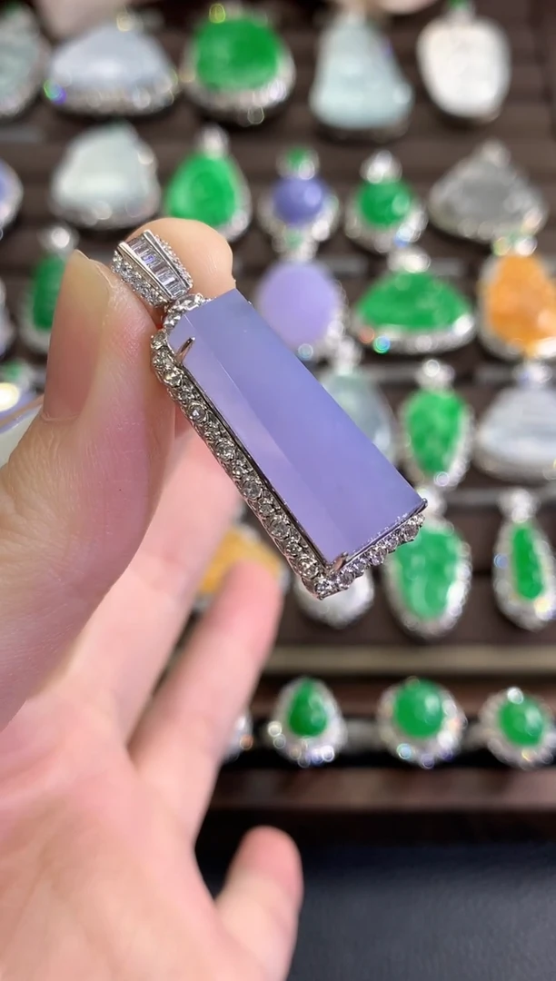 吊坠(不含链)18K金镶嵌翡翠秋日珠宝R30紫货有色差