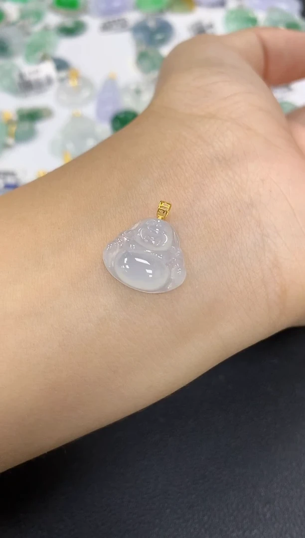 颈饰18K金镶嵌翡翠a货假一赔三支持复检百元上9元证书费自理