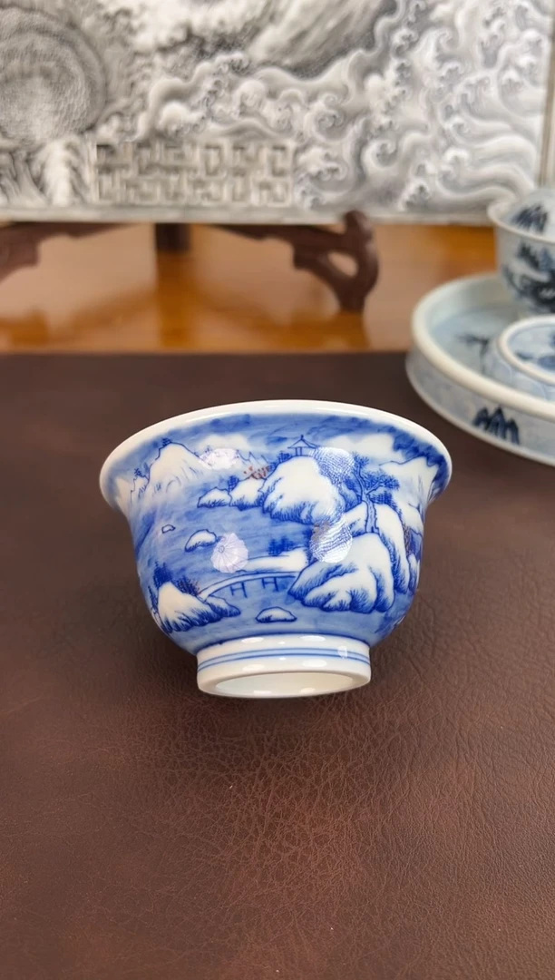 照夜白青花雪景主人杯