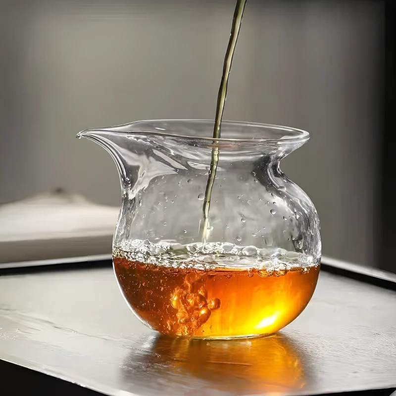 加厚玻璃福袋公道杯耐热玻璃高档纯手工日式茶海创意锤纹分茶海