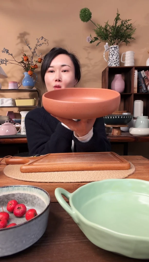 8.8英寸异形窑变麻点钵钵碗微瑕