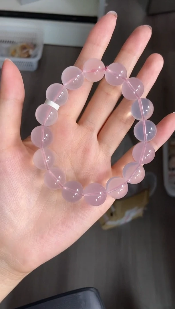 未镶嵌手链水晶14mm莫桑比克粉水晶