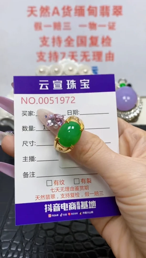 银S925镶嵌戒指翡翠/1972