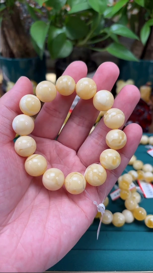 手链蜜蜡未镶嵌H69 臻品白蜡妖孽手串 24.81克 14mm