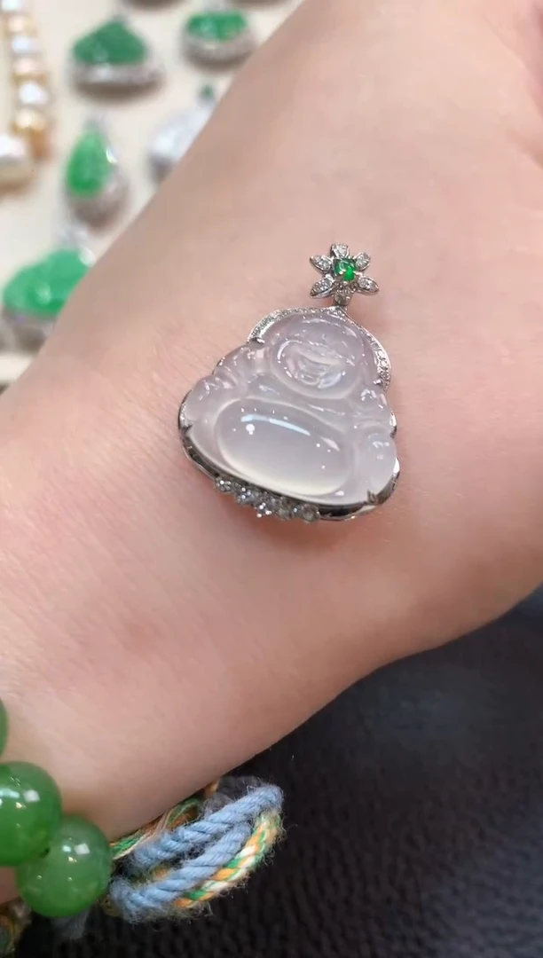 翡翠18K金镶嵌吊坠(不含链)a17 母亲节礼物