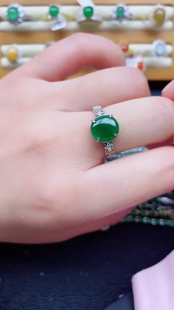 银S925镶嵌戒指翡翠1