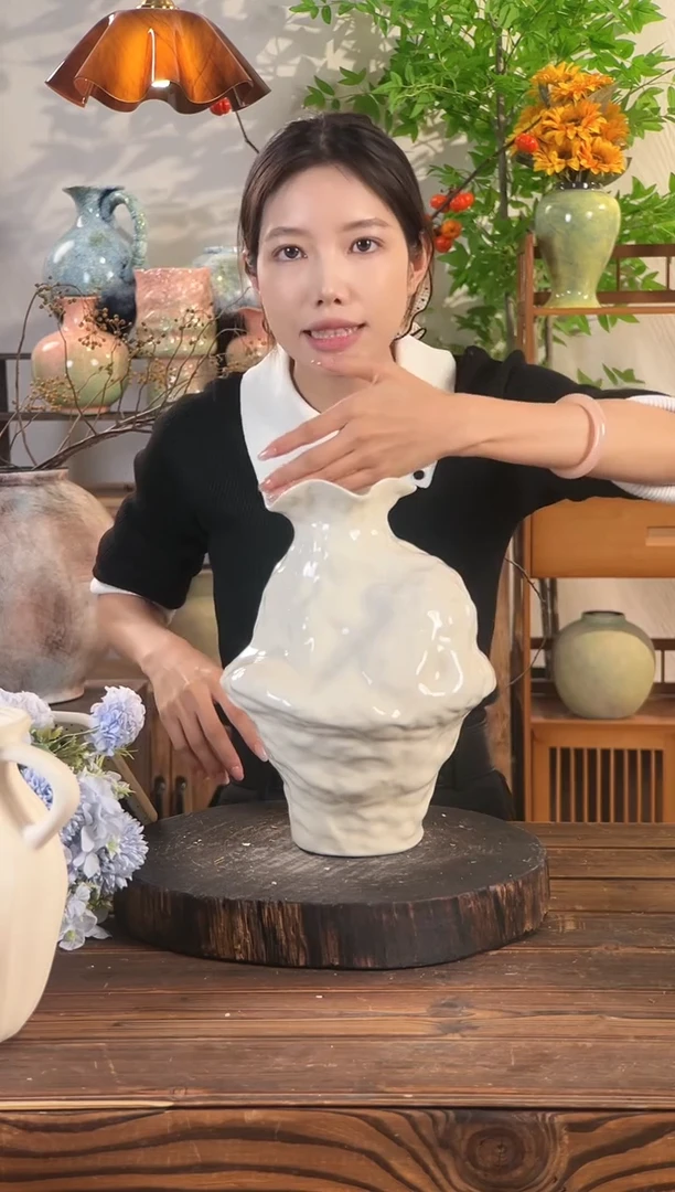 净版-异形禅意瓶】陶瓷花瓶侘寂风客厅插花花器客厅玄关电视柜