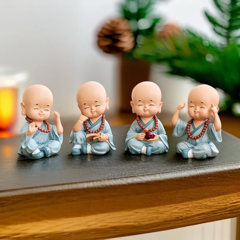 中式功夫和尚摆件酒吧书房创意办公室酒柜可爱网红家居装饰品车载