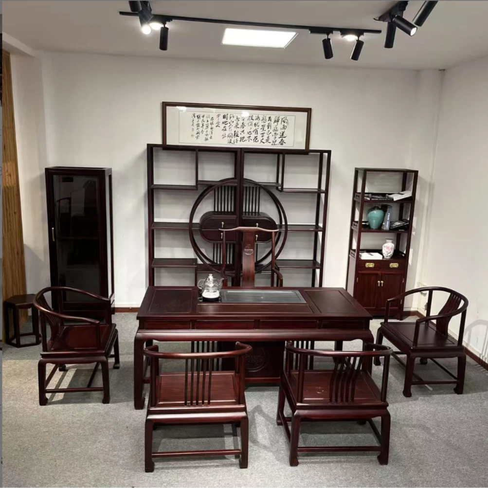 {一檀一木}经典款马蹄湿泡茶台一桌五椅