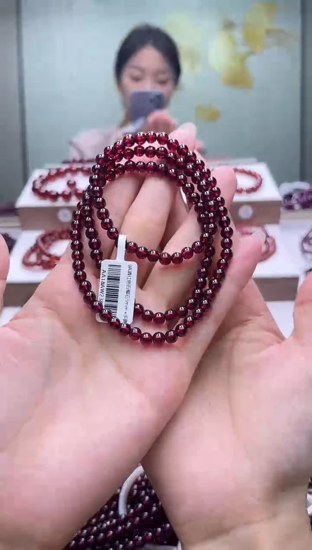 未镶嵌手链石榴石9A酒红色石榴石5mm+多圈，多样式发一