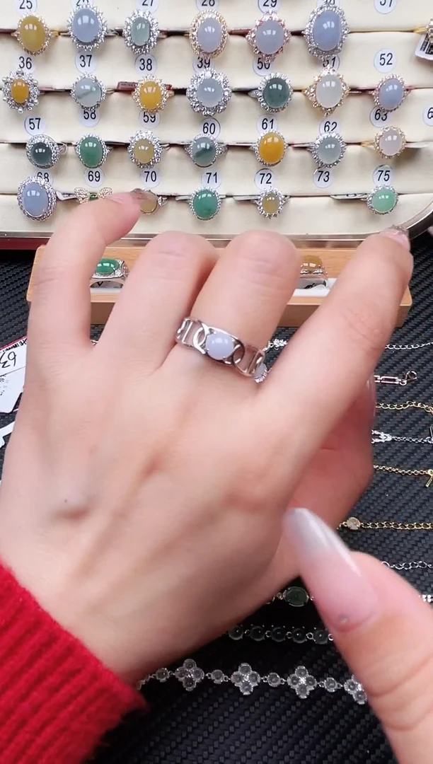 【闪购商品】翡翠戒指银S925镶嵌戒指35