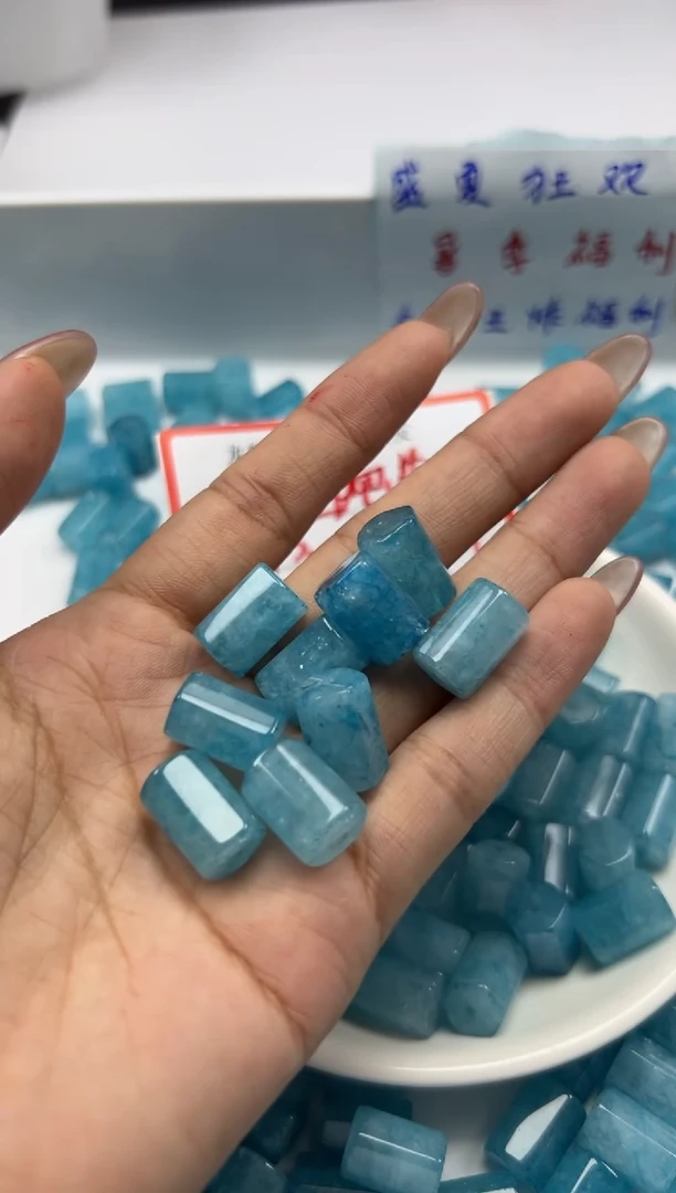 未镶嵌颈饰碧玺w1892蓝碧玺六棱柱*6颗