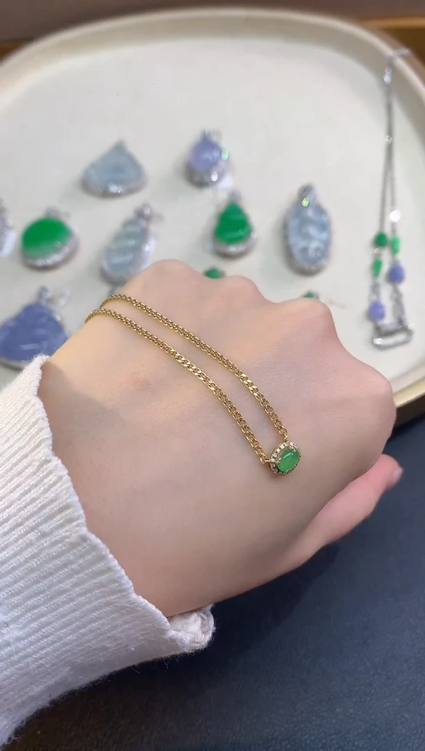 套链18K金镶嵌翡翠A166|2980