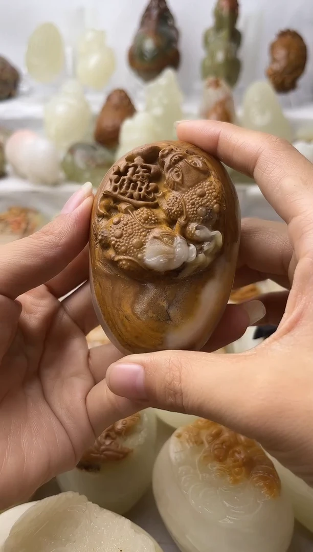 石材方解石手把摆件不退换金蟾老皮微瑕