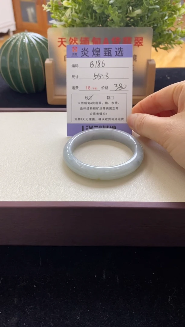 未镶嵌手镯翡翠圈口55.6编码b186