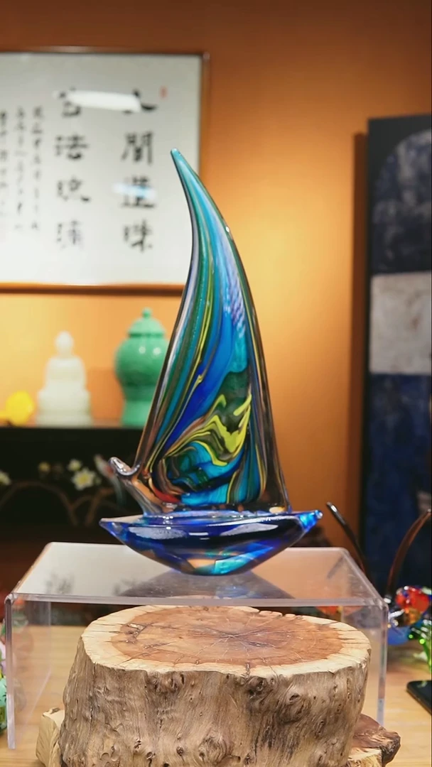 手工艺品琉璃琉璃新款帆船摆件