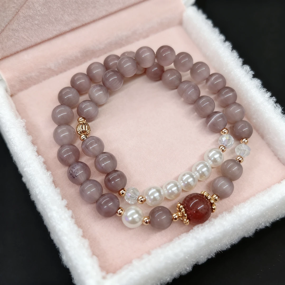 琉璃手链 紫色转运法式设计单圈饰品百搭灰月光气质轻奢时尚女士