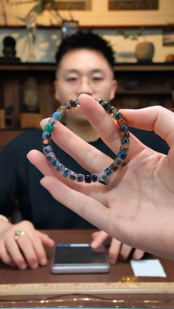 玛瑙/玉髓手串未镶嵌糖心玛瑙直切手串LX6.5*