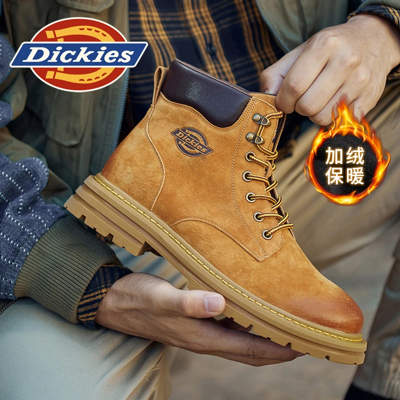Dickies马丁靴情侣款冬季加绒保暖大黄靴工装靴