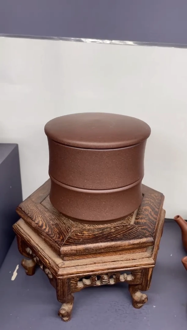 茶壶紫砂台西紫泥 竹节茶叶罐