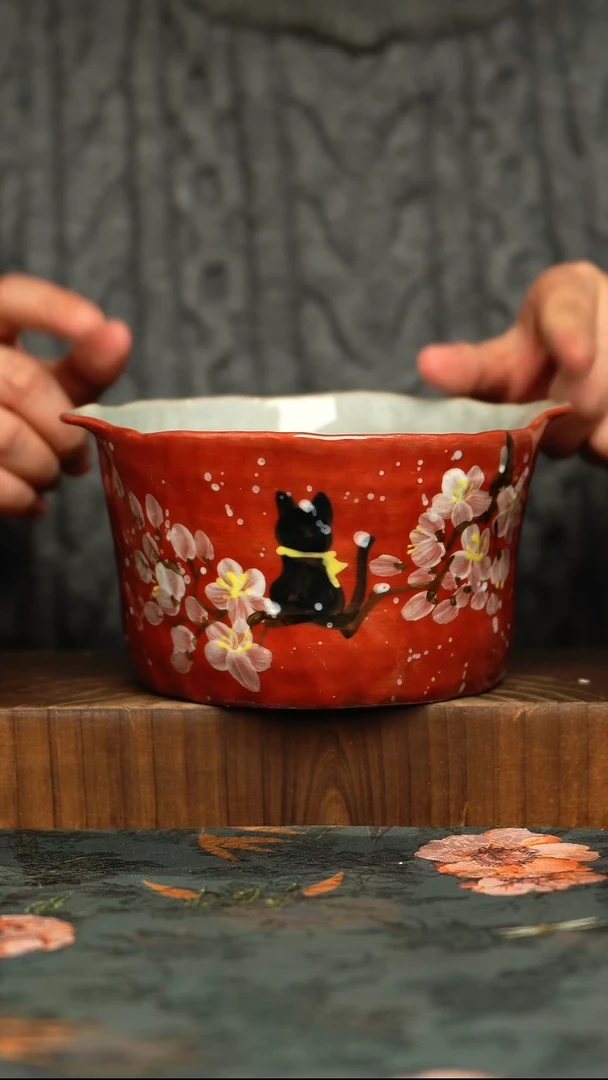 杯釉下彩手工手绘同款陶器