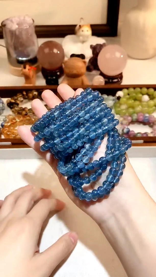 未镶嵌手串海蓝宝石黑爆闪6 多样性发一