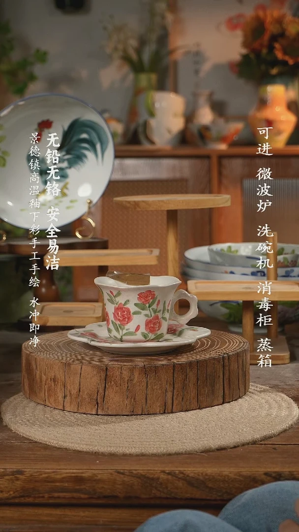 瓷景德镇高温瓷釉下彩手绘陶瓷
