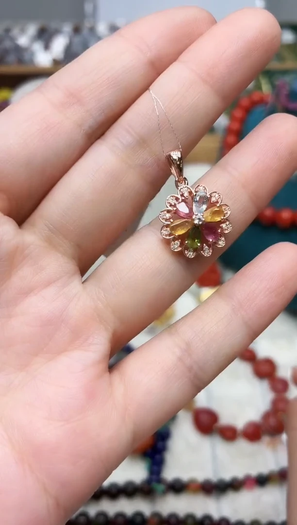 银S925镶嵌吊坠碧玺471BJ1212产品一个（多样性）