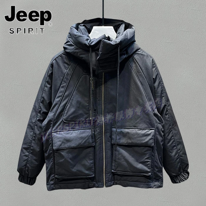Jeep吉普男士多口袋羽绒衣工装棉服外套冬季羽绒服加厚保暖派克服
