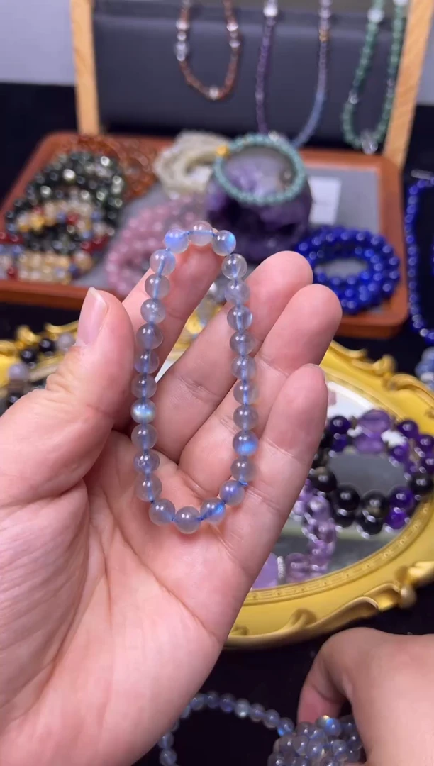 未镶嵌手链拉长石灰月光拉长石7mm