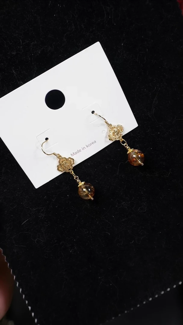 银S925镶嵌耳饰黄晶黄塔晶耳环