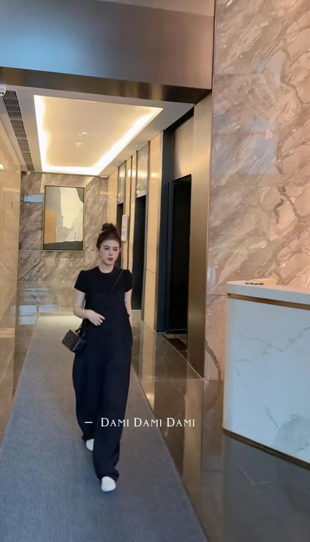 Dami日单a系列新款可穿三季棉麻面料中国风盘扣百搭吊带裤女