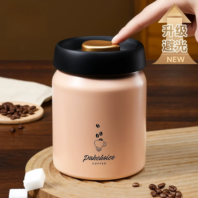 新款咖啡豆密封罐316不锈钢茶叶咖啡粉专用保存罐避光真空储物罐