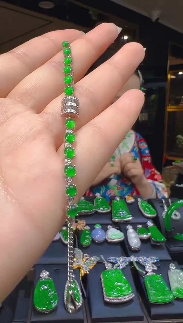 银S925镶嵌手链翡翠065（多样性发其一）